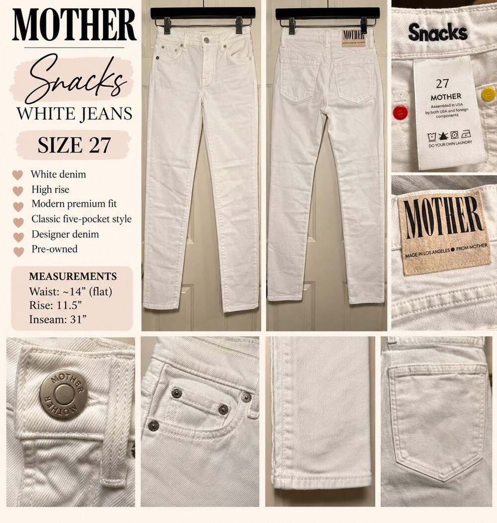 MOTHER Snacks White Jeans Size 27